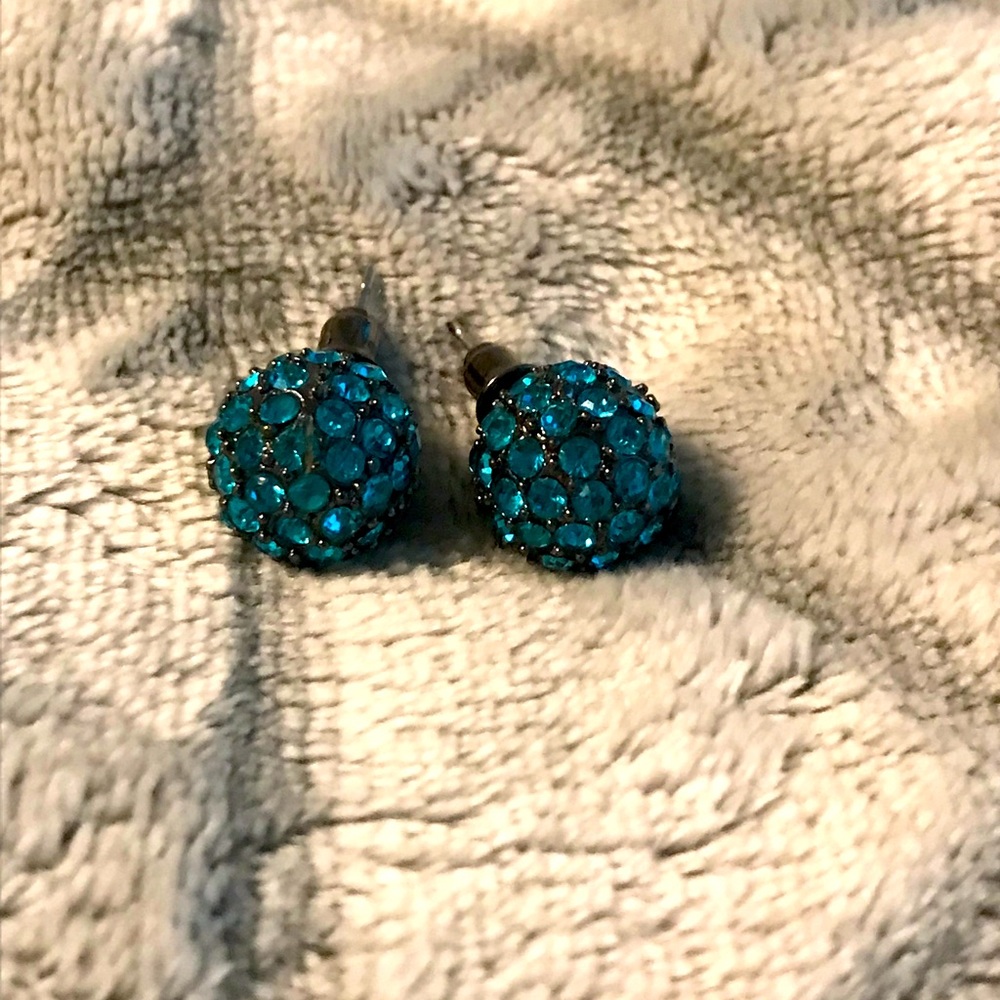 Teal and Black stud earrings